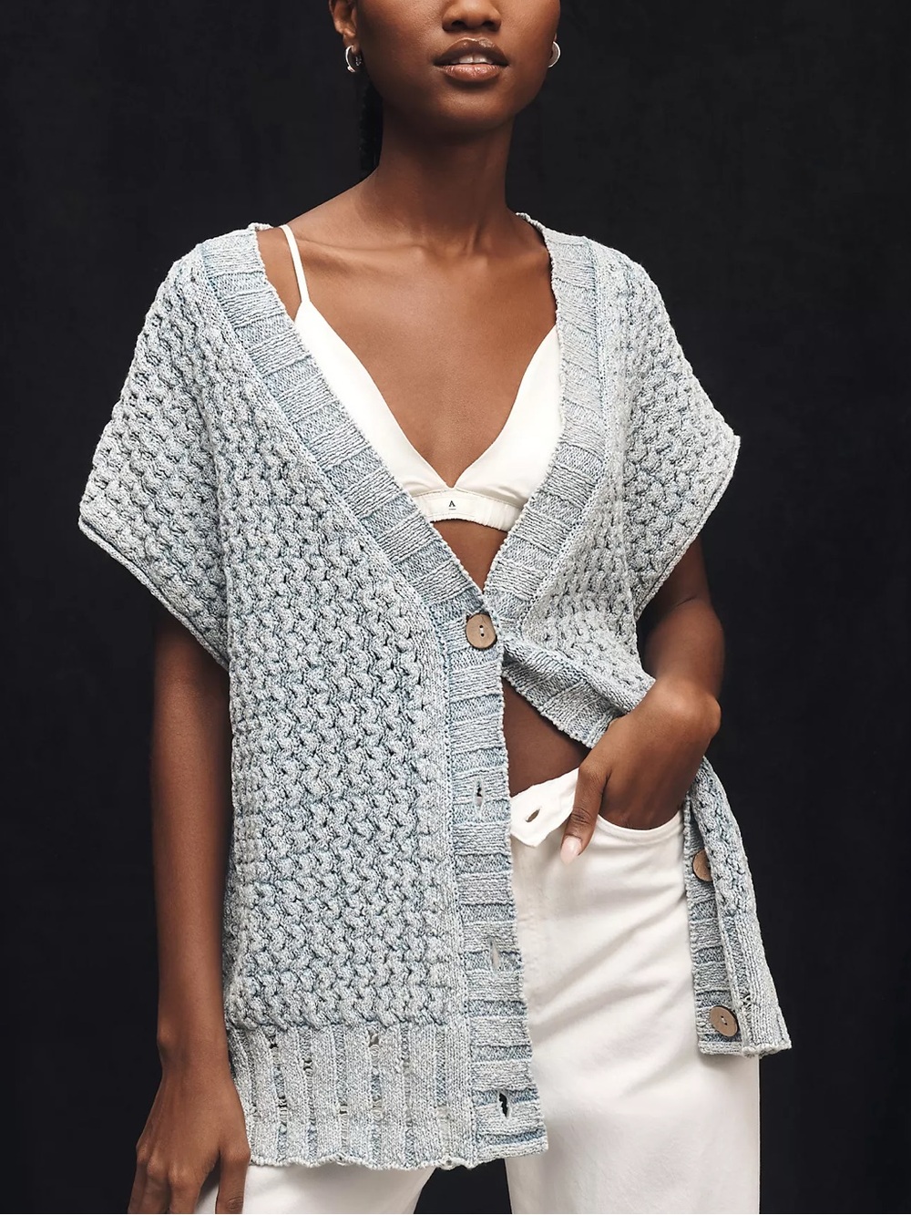 Anthropologie Pilcro Oversized Distressed Sweater Vest - Picture 5 of 6